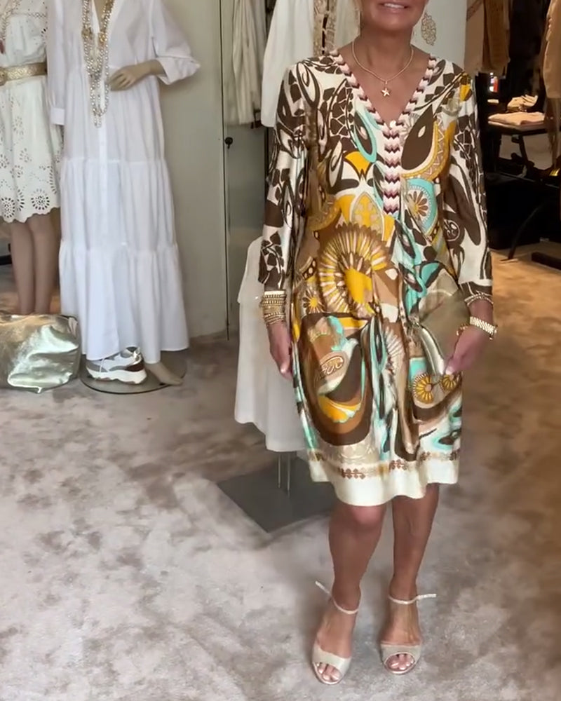 Neve | Printed V-neck Tunic Dress