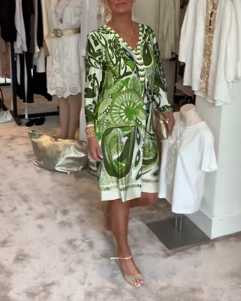 Neve | Printed V-neck Tunic Dress