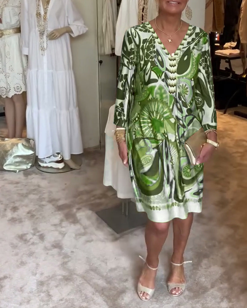 Neve | Printed V-neck Tunic Dress