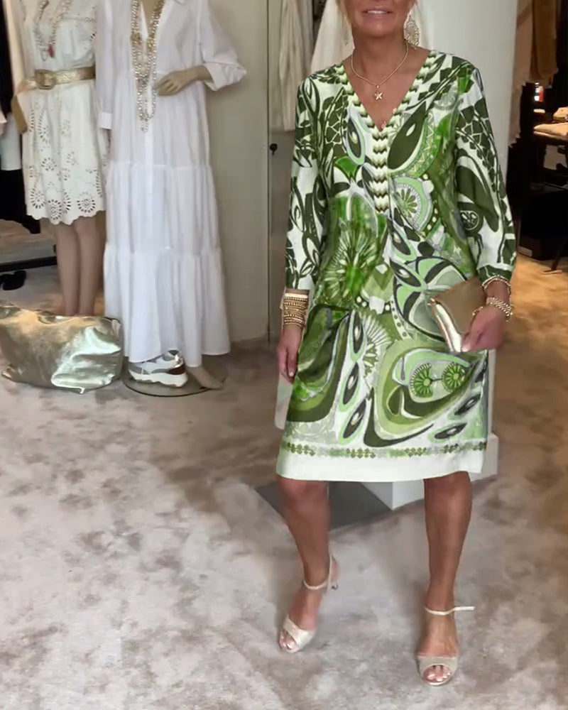 Neve | Printed V-neck Tunic Dress