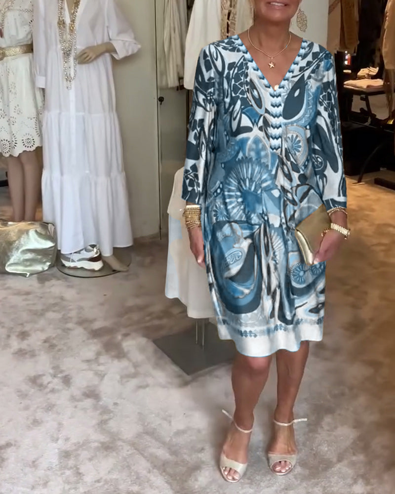 Neve | Printed V-neck Tunic Dress