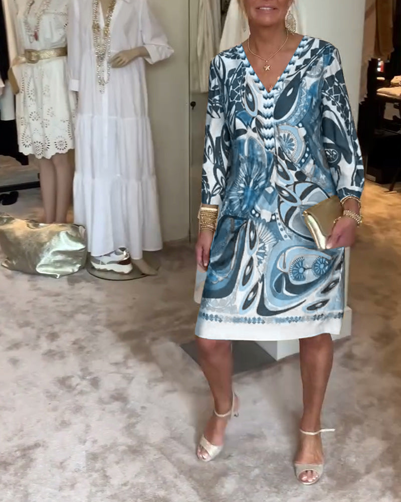 Neve | Printed V-neck Tunic Dress