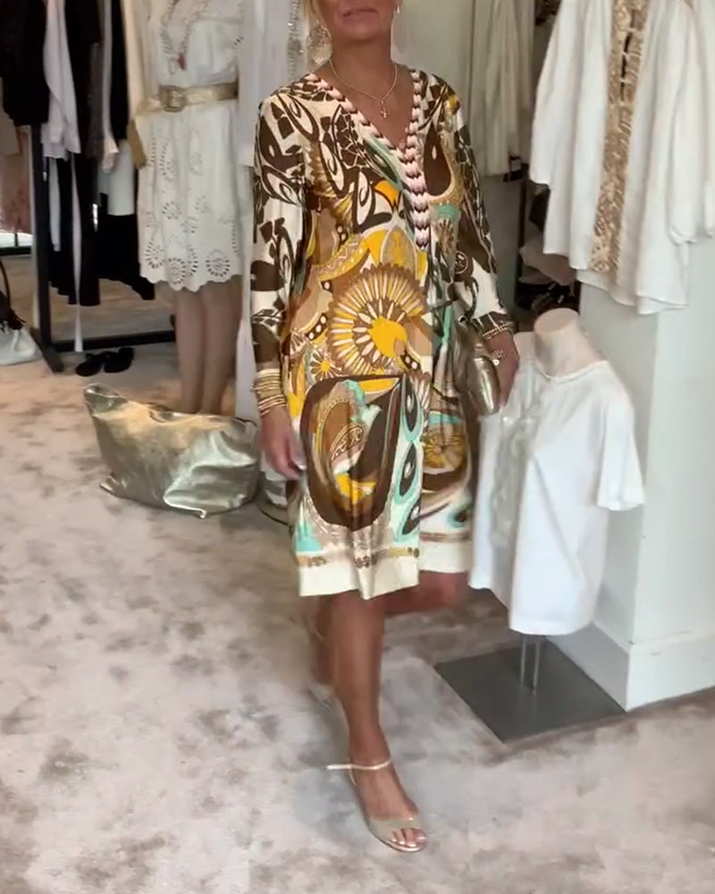 Neve | Printed V-neck Tunic Dress