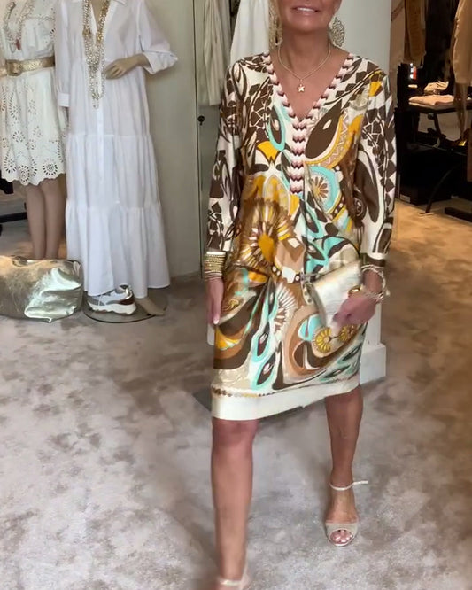 Neve | Printed V-neck Tunic Dress