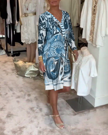 Neve | Printed V-neck Tunic Dress