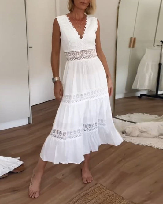Rachel | White Tiered Summer Dress