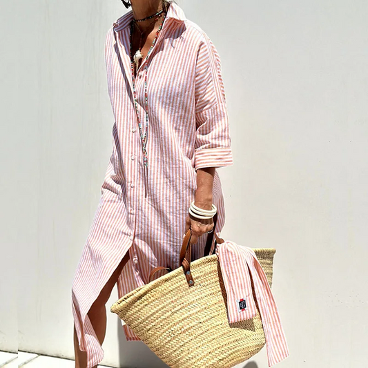 GRACE | Elegant Striped Shirt Dress